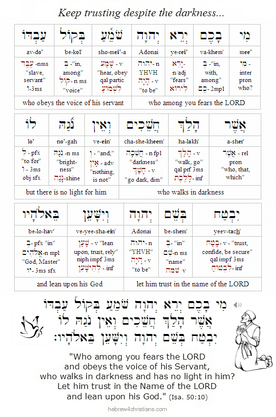 Isaiah 50:10 Hebrew lesson
