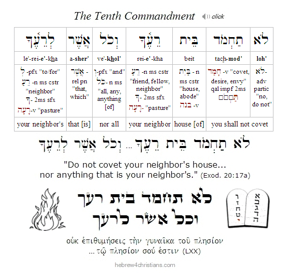 Exodus 20:17 Tenth Commandment